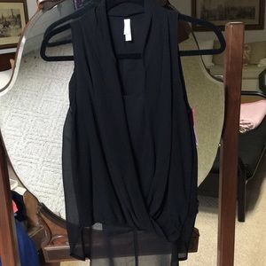 Women's Sleeveless Black Silk-like Blouse; Size S